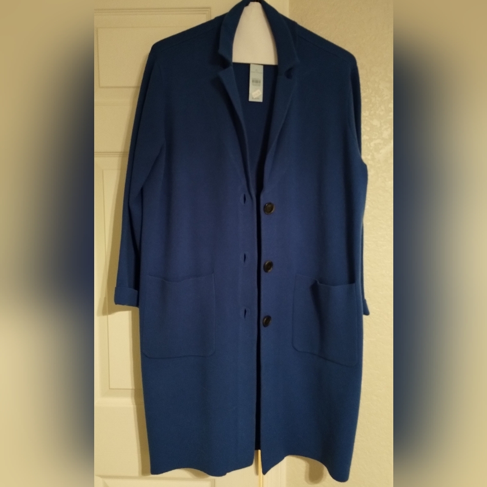 Ann Taylor Sweater Coat large royal blue
